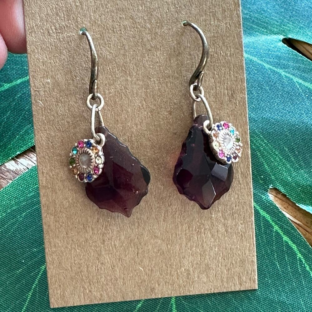 BOGO FREE PURPLE DANGLE STONE BOHO EARRINGS